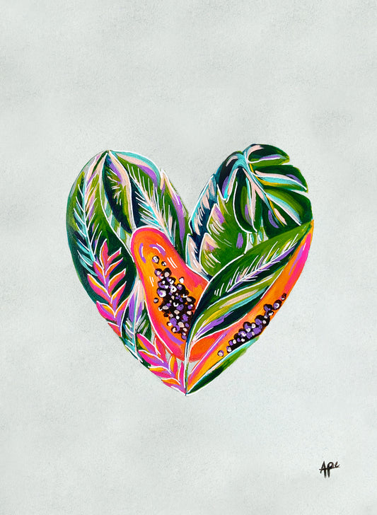 Affiche originale à l'acrylique • Tropical love • Bleu