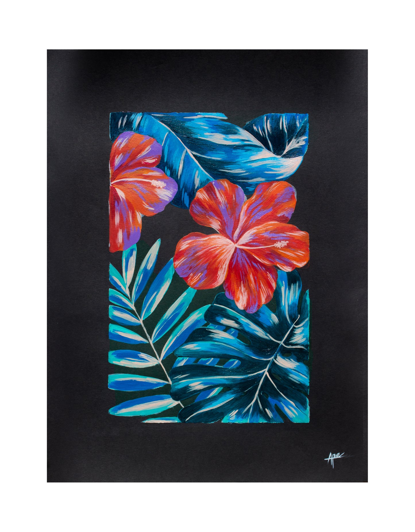 Affiche florale - Rau'ere Tiare V (oeuvre originale signée)