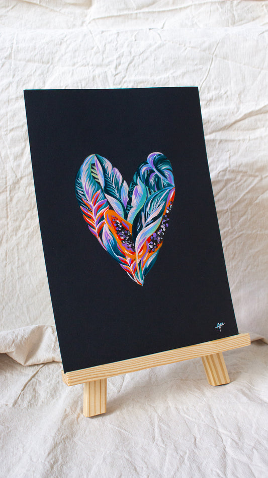 Affiche originale à l'acrylique • Tropical love • Noir